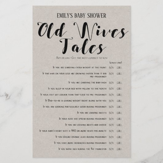 Modernes Rustikales Baby-Duschspiel (Vorderseite)