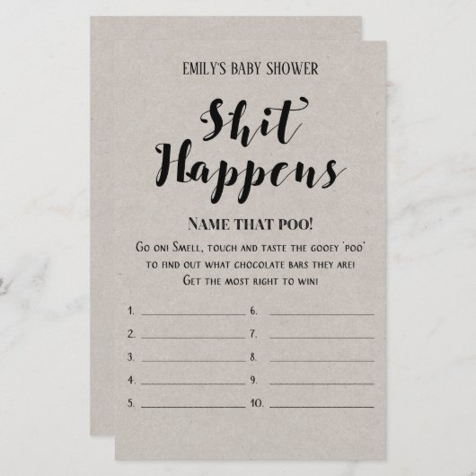 Modernes Rustikales Baby-Duschspiel (Vorne/Hinten)