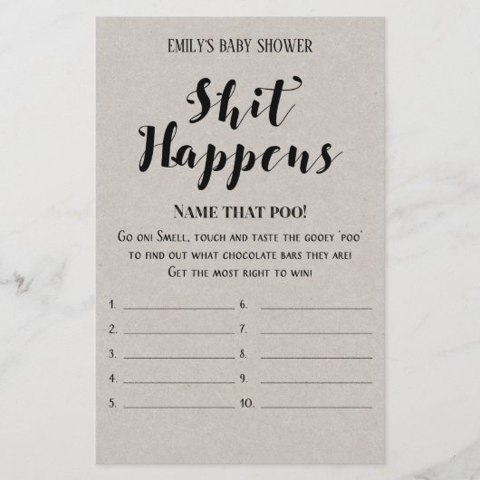 Modernes Rustikales Baby-Duschspiel (Vorderseite)