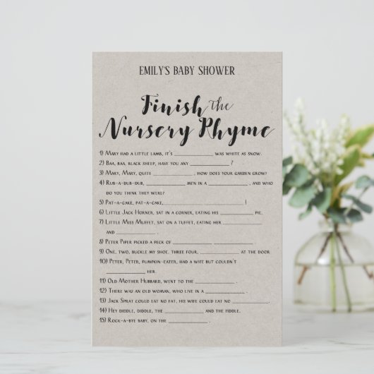 Modernes Rustikales Baby-Duschspiel (Stehend Vorderseite)