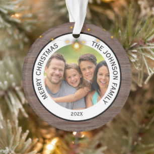 Modernes Rustikales Bauernhaus Foto Weihnachten Ornament