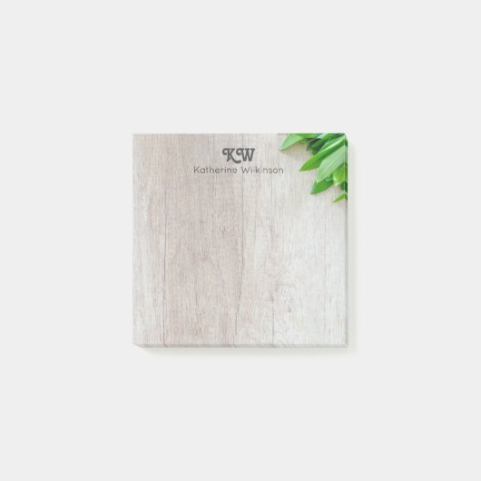 Modernes Rustikales botanisches Grey Wood Zuhause Post-it Klebezettel (Vorderseite)
