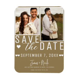 Modernes Rustikales Braun Save the Date 2 Foto Hoc Magnet