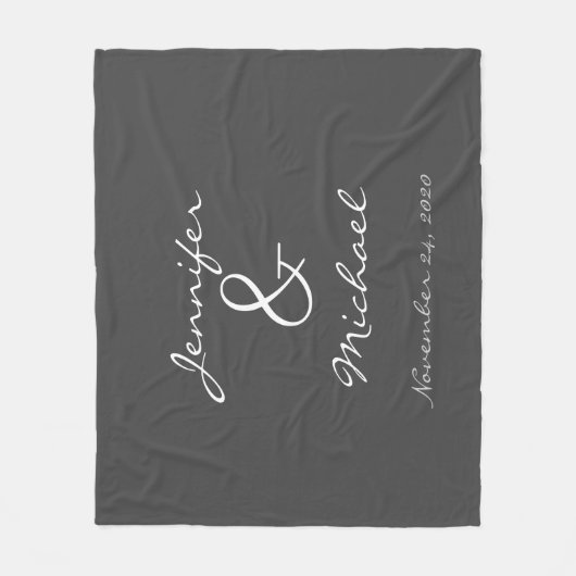 Modernes rustikales Brautpaar Fleecedecke (Vorderseite)