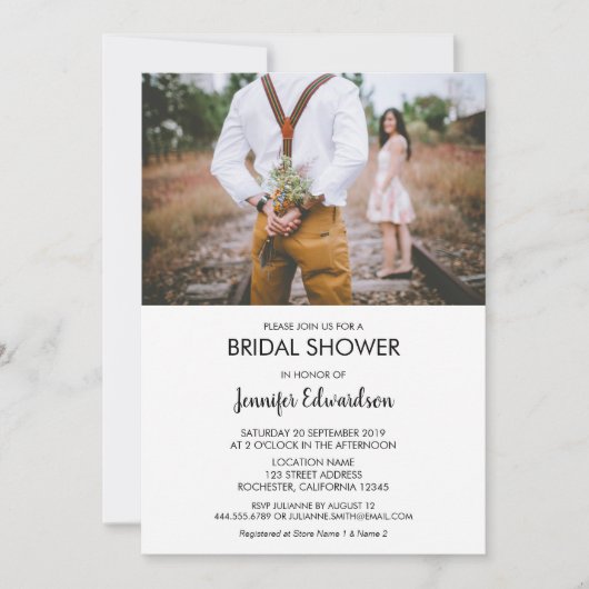 Modernes rustikales Brautparty mit elegantem Foto Einladung (Vorderseite)