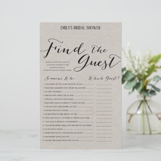 Modernes Rustikales Brautparty-Spiel (Stehend Vorderseite)