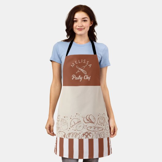 Modernes Rustikales Brown Beige Koch Bäckerei Schürze (Getragen)