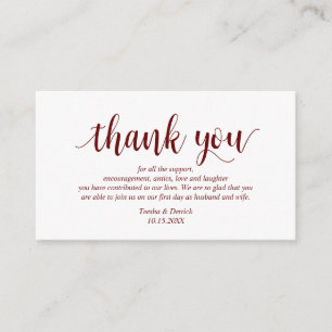 Modernes Rustikales Burgundy Script, Wedding Viele Begleitkarte