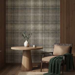 Modernes Rustikales Burlap Kariert Black Tapete