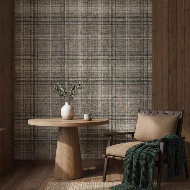 Modernes Rustikales Burlap Kariert Black Tapete (Von Creator hochgeladen)