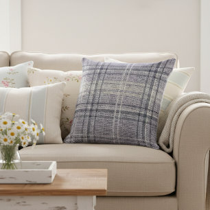 Modernes Rustikales Burlap Kariert Blue Kissen