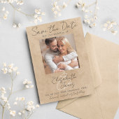 Modernes Rustikales, elegantes Script Weiß Grau Hi Save The Date