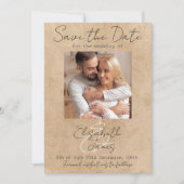 Modernes Rustikales, elegantes Script Weiß Grau Hi Save The Date (Vorderseite)