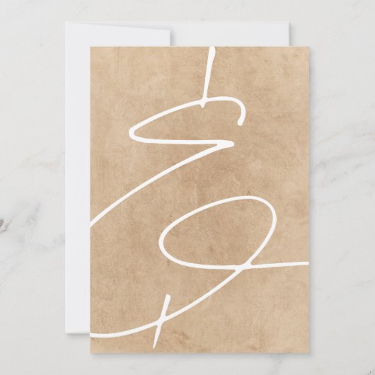 Modernes Rustikales, elegantes Script Weiß Grau Hi Save The Date (Rückseite)