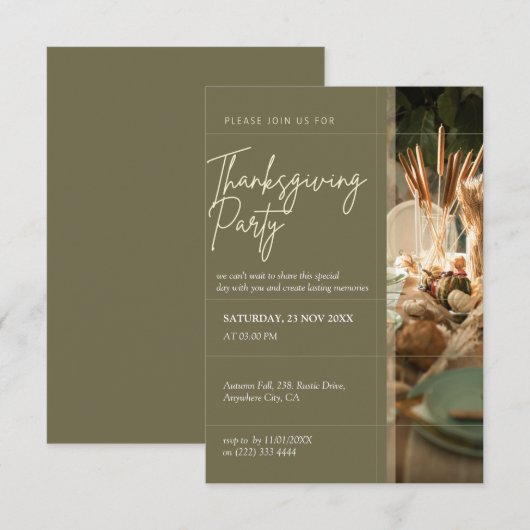 Modernes rustikales Erntedank-Dinner im Herbst Einladung (Vorne/Hinten)