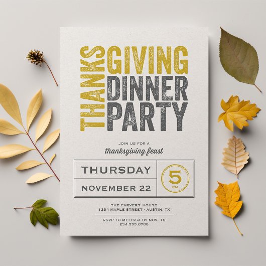 Modernes Rustikales Erntedank Dinner Party Einladung