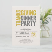 Modernes Rustikales Erntedank Dinner Party Einladung (Stehend Vorderseite)