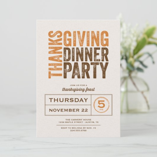 Modernes Rustikales Erntedank Dinner Party Einladung