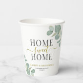 Modernes Rustikales Eukalyptus Zuhause Sweet Zuhau Pappbecher (Rückseite)