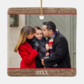 Modernes rustikales Familien-Foto Foto der Keramikornament (Rückseite)