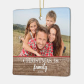 Modernes rustikales Familien-Weihnachten der Keramikornament (Links)