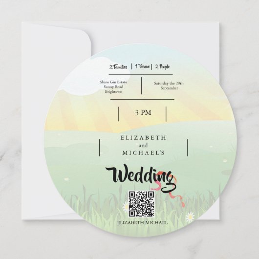 Modernes Rustikales Festival Hochzeitsfest Einladu Einladung (Rückseite)