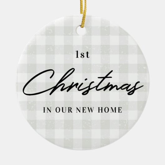 Modernes Rustikales First Christmas in New Zuhause Keramik Ornament (Vorne)