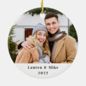 Modernes Rustikales First Christmas in New Zuhause Keramik Ornament (Hinten)