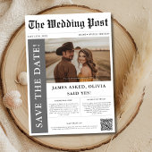 Modernes rustikales Foto Hochzeitspapier QR Code Save The Date