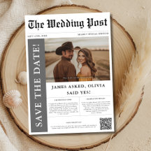 Modernes rustikales Foto Hochzeitspapier QR Code