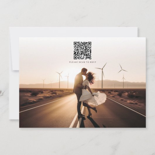 Modernes Rustikales Foto Qr Code Hochzeit Save The Date (Rückseite)