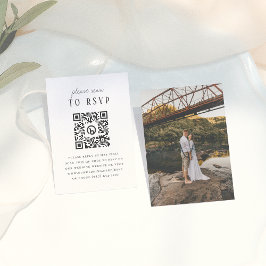 Modernes Rustikales Foto QR Code Wedding RSVP Begleitkarte
