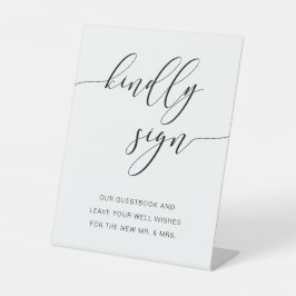 Modernes rustikales Gästebuch Bitte schreiben Sockelschild