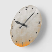 Modernes Rustikales Grau Orange Abstrakt Runde Wanduhr (Winkel)