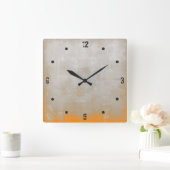 Modernes, rustikales, graues Orange-Abstrakt Quadratische Wanduhr (Zuhause)