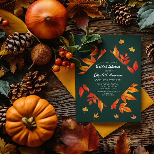 Modernes Rustikales Herbstleaves-Brautparty Einladung