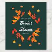 Modernes Rustikales Herbstleaves-Brautparty Weinetikett (Einzelnes Label)