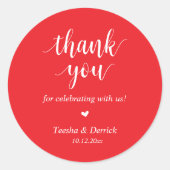 Modernes rustikales Hochzeitessen Danke für Ihre G Runder Aufkleber (Vorderseite)