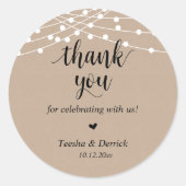 Modernes rustikales Hochzeitessen Danke für Ihre G Runder Aufkleber (Vorderseite)