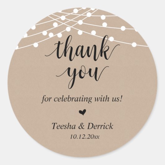 Modernes rustikales Hochzeitessen Danke für Ihre G Runder Aufkleber (Vorderseite)