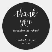Modernes rustikales Hochzeitessen Danke für Ihre G Runder Aufkleber (Vorderseite)