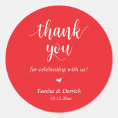 Modernes rustikales Hochzeitessen Danke für Ihre G Runder Aufkleber (Vorderseite)