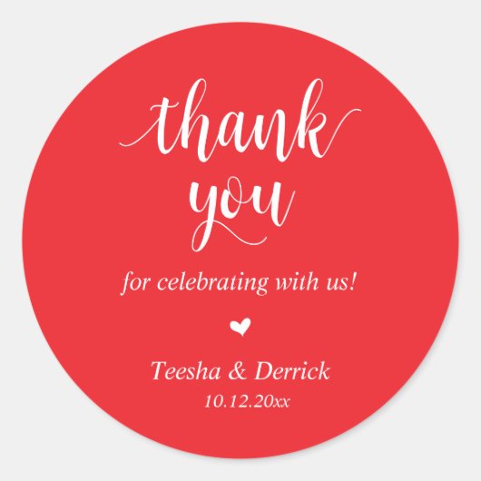 Modernes rustikales Hochzeitessen Danke für Ihre G Runder Aufkleber (Vorderseite)