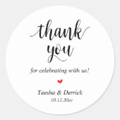 Modernes rustikales Hochzeitessen Danke für Ihre G Runder Aufkleber (Vorderseite)