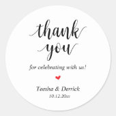 Modernes rustikales Hochzeitessen Danke für Ihre G Runder Aufkleber (Vorderseite)
