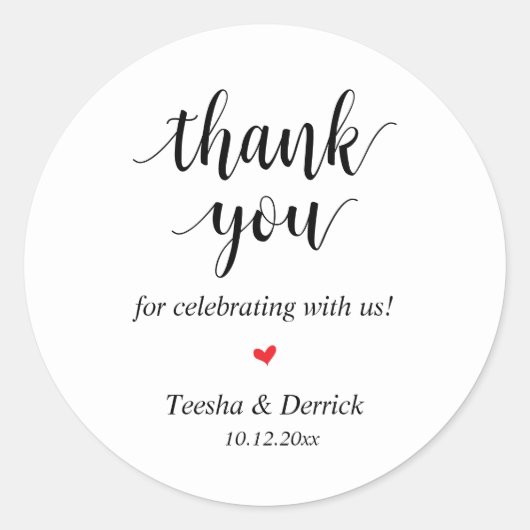 Modernes rustikales Hochzeitessen Danke für Ihre G Runder Aufkleber (Vorderseite)