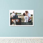 Modernes Rustikales Hochzeitfoto Collage Leaf Mono Leinwanddruck (Insitu (Holzboden))