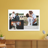 Modernes Rustikales Hochzeitfoto Collage Leaf Mono Leinwanddruck (Insitu (Wohnzimmer))