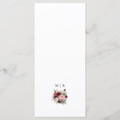 Modernes, rustikales Hochzeitsmenü im Burgunder Bl Menükarte (Rückseite)