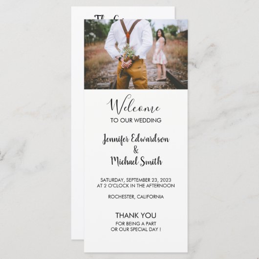 Modernes, rustikales Hochzeitsprogramm für Fotos Programm (Vorne/Hinten)